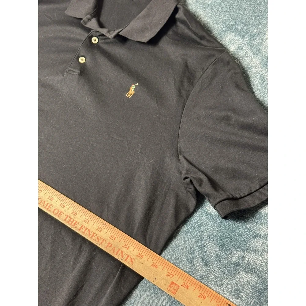 Polo Ralph Lauren Mens XXL Black Short Sleeve Classic Fit Polo Multi-Color Pony